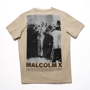 Shoe Palace Malcolm X Graphic Tee Mens S Tan Embroidered Streetwear Shirt